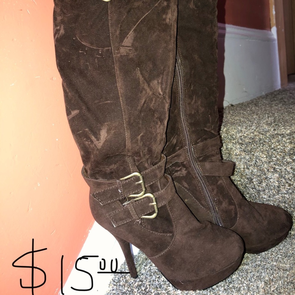 Brown heeled boots